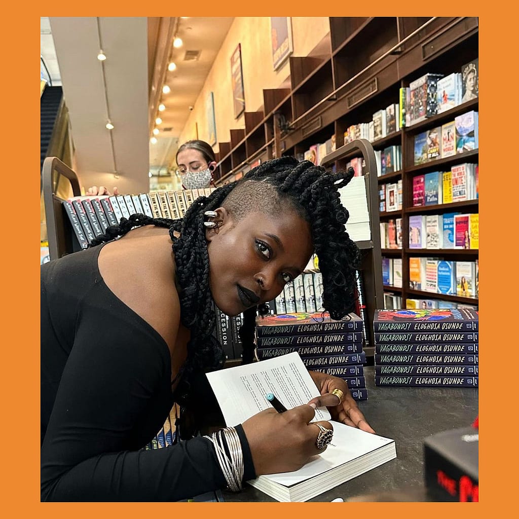 Swaptime Member - Eloghosa Osunde at a book signing in New York